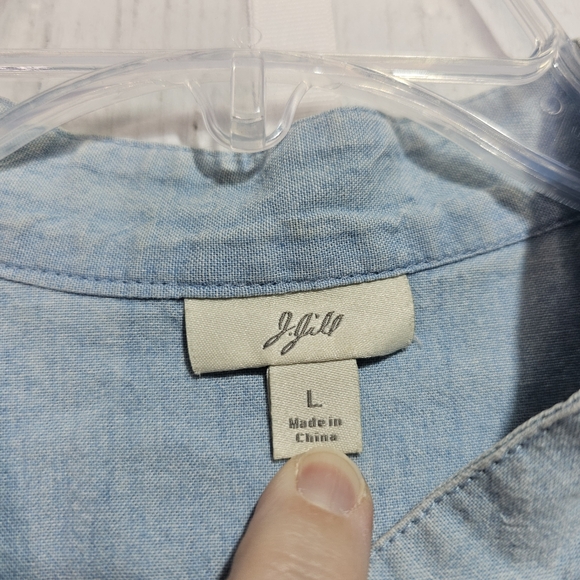 J. Jill Women's Blue Cotton Denim Knot-Button Shirt Long Sleeve Size Large. - Picture 8 of 12